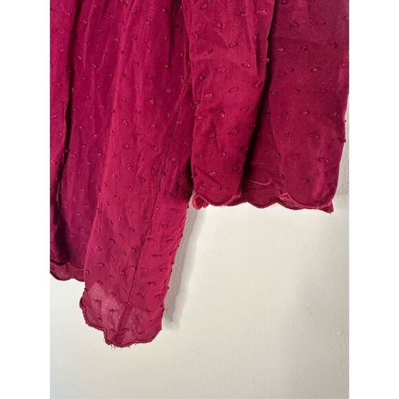 Maeve Burgundy Red Islet Blouse With Scalloped Hem Size 12 - Picture 2 of 5
